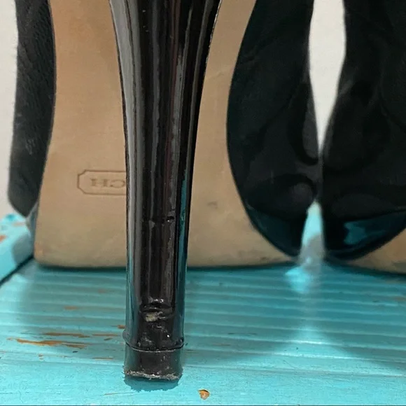 Coach Caya Signature Logo Allover Black 4” Pumps Heels Size 6 B - Picture 7 of 14